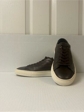 Goodman brand men's Low-Top Leather Sneakers in Dark Brown with white  Sole